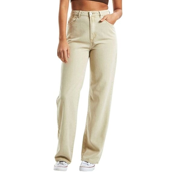 Rollas‎ Jeans Women 27 Stone Lyocell Cotton Heidi High Rise Loose Straight - Picture 1 of 14